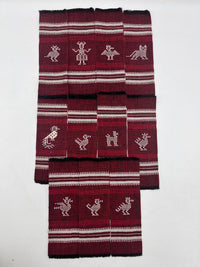 Vintage Handwoven Cocktail Napkins - Burgundy