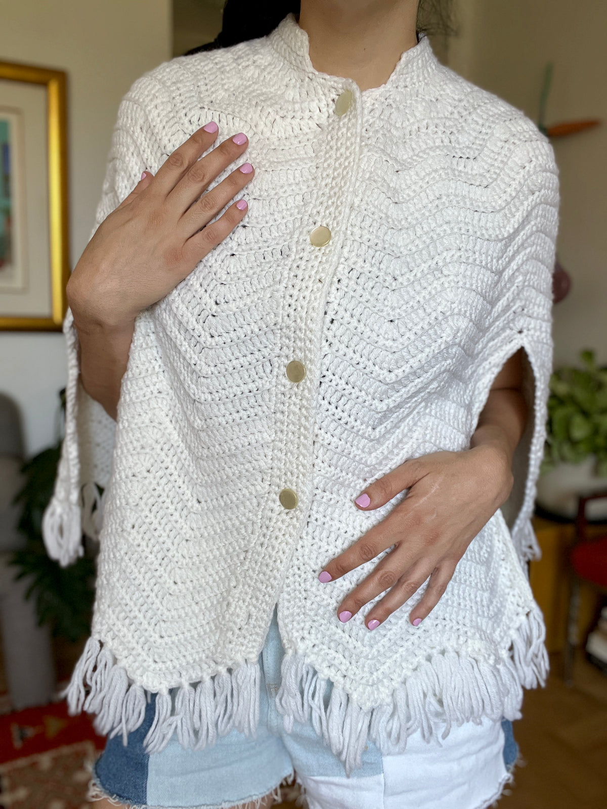 Vintage Woven Cape - Cropped Chevron