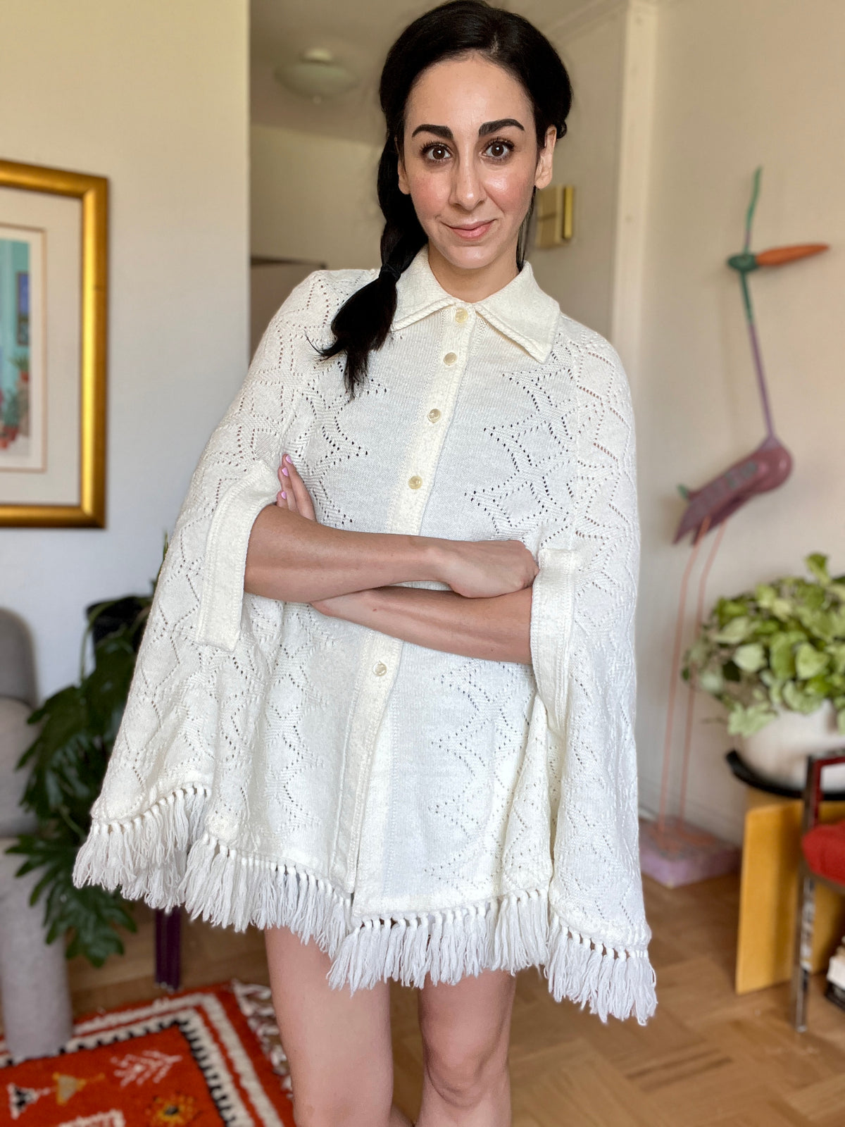 Vintage Woven Cape - Diamond Weave