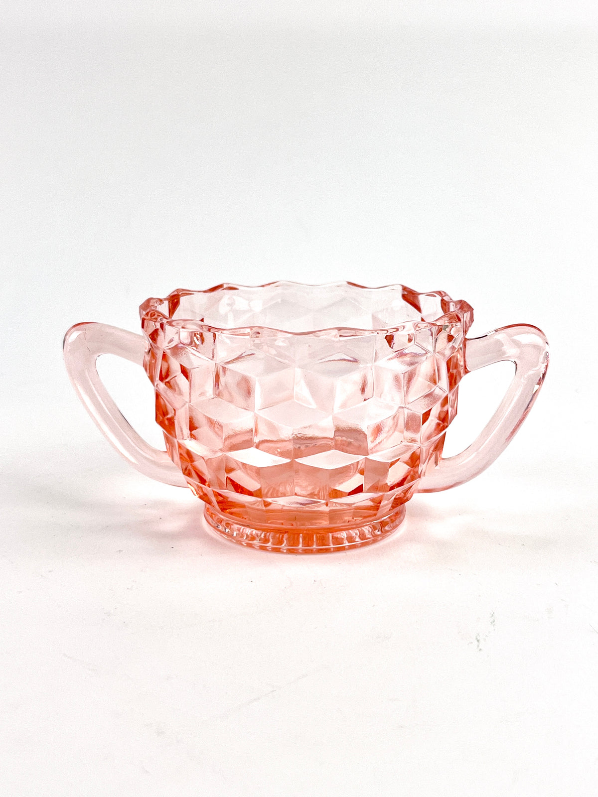 Vintage Pink Glass Cream & Sugar Set
