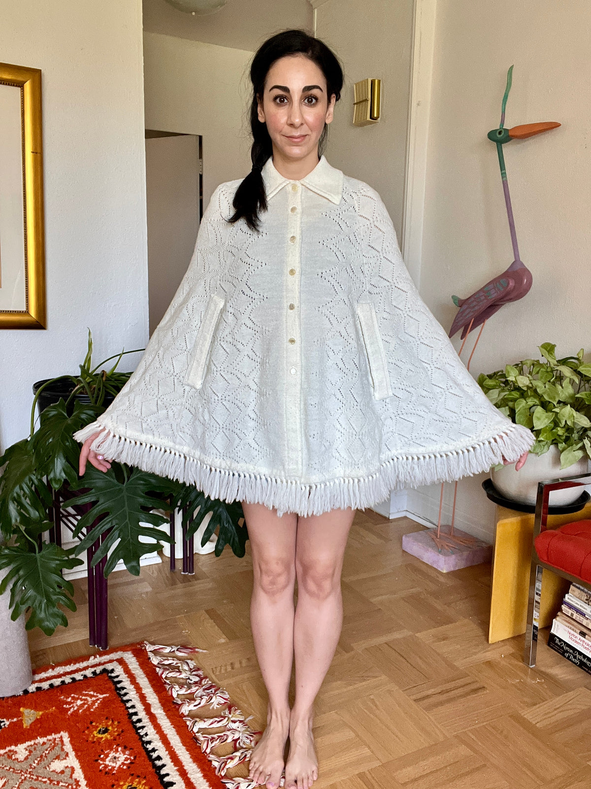 Vintage Woven Cape - Diamond Weave