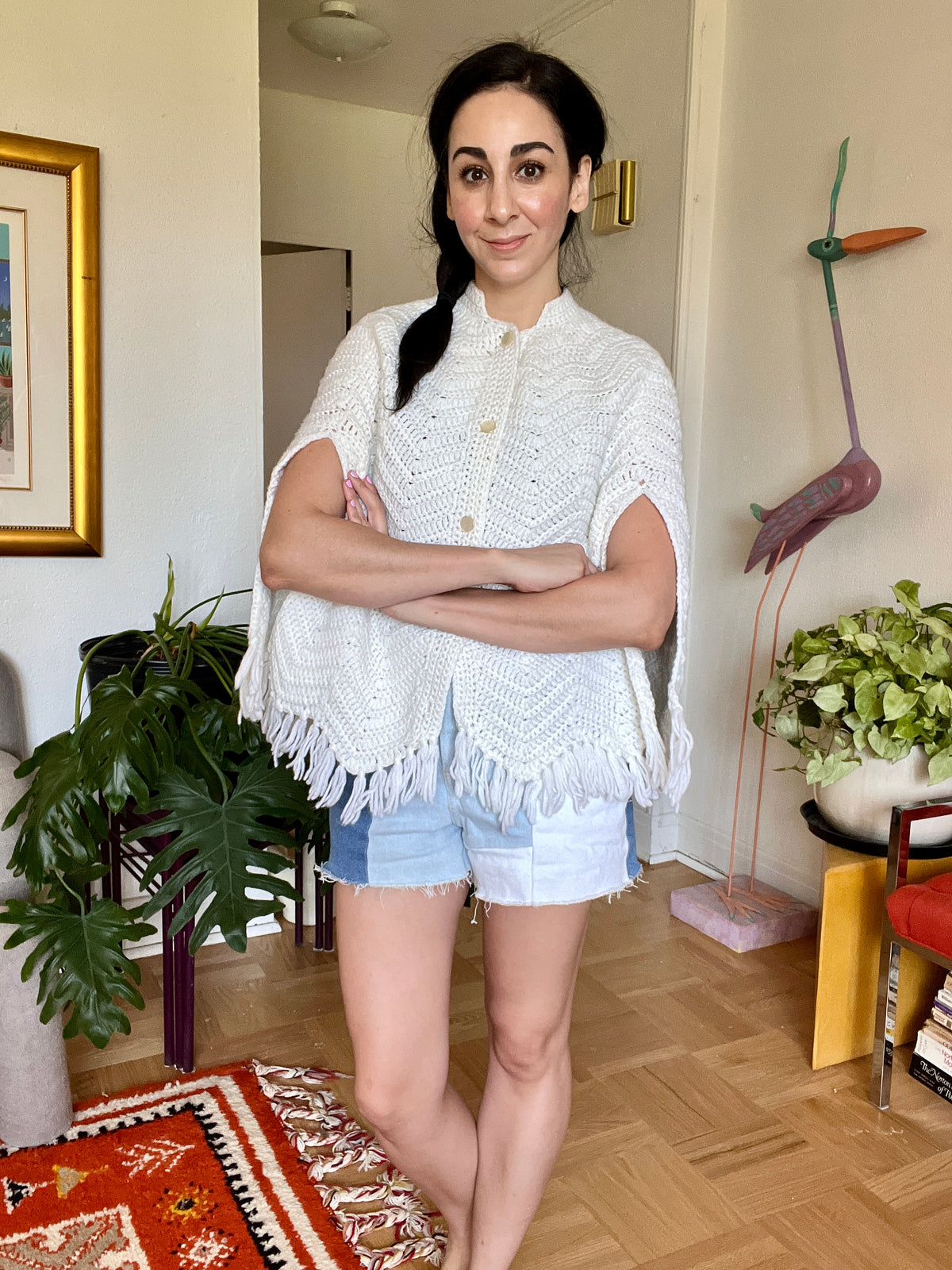 Vintage Woven Cape - Cropped Chevron