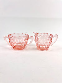 Vintage Pink Glass Cream & Sugar Set