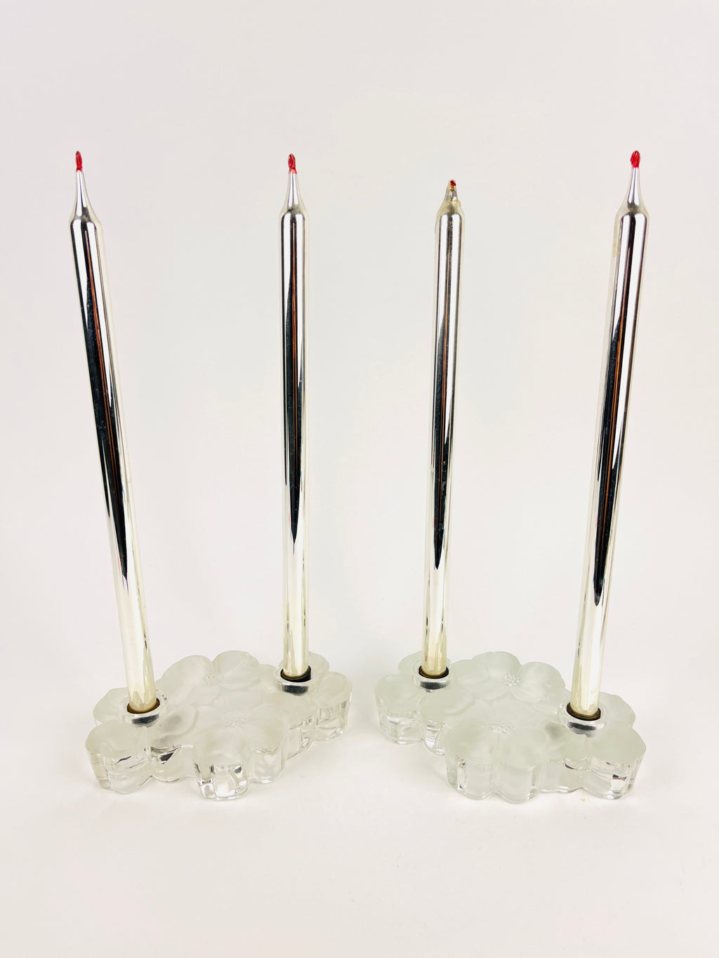 Vintage Floral Glass Block Candle Holders Dovetail