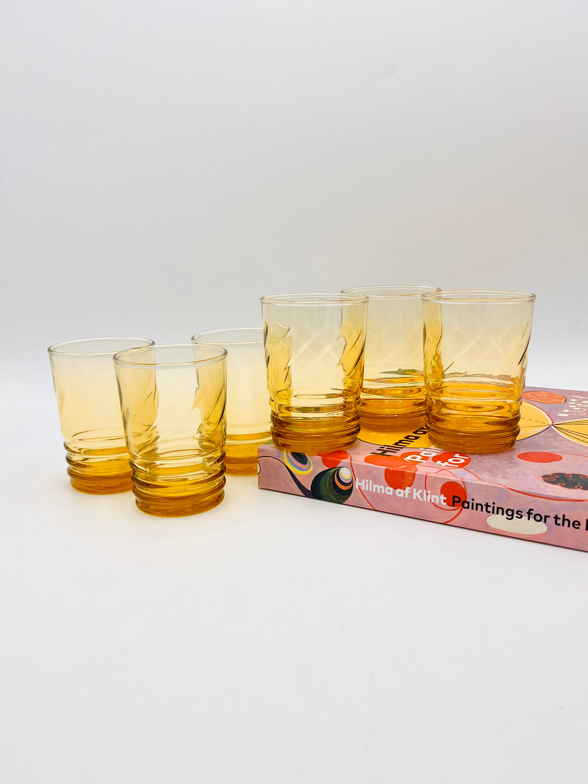 Vintage Amber Glasses - 6pc