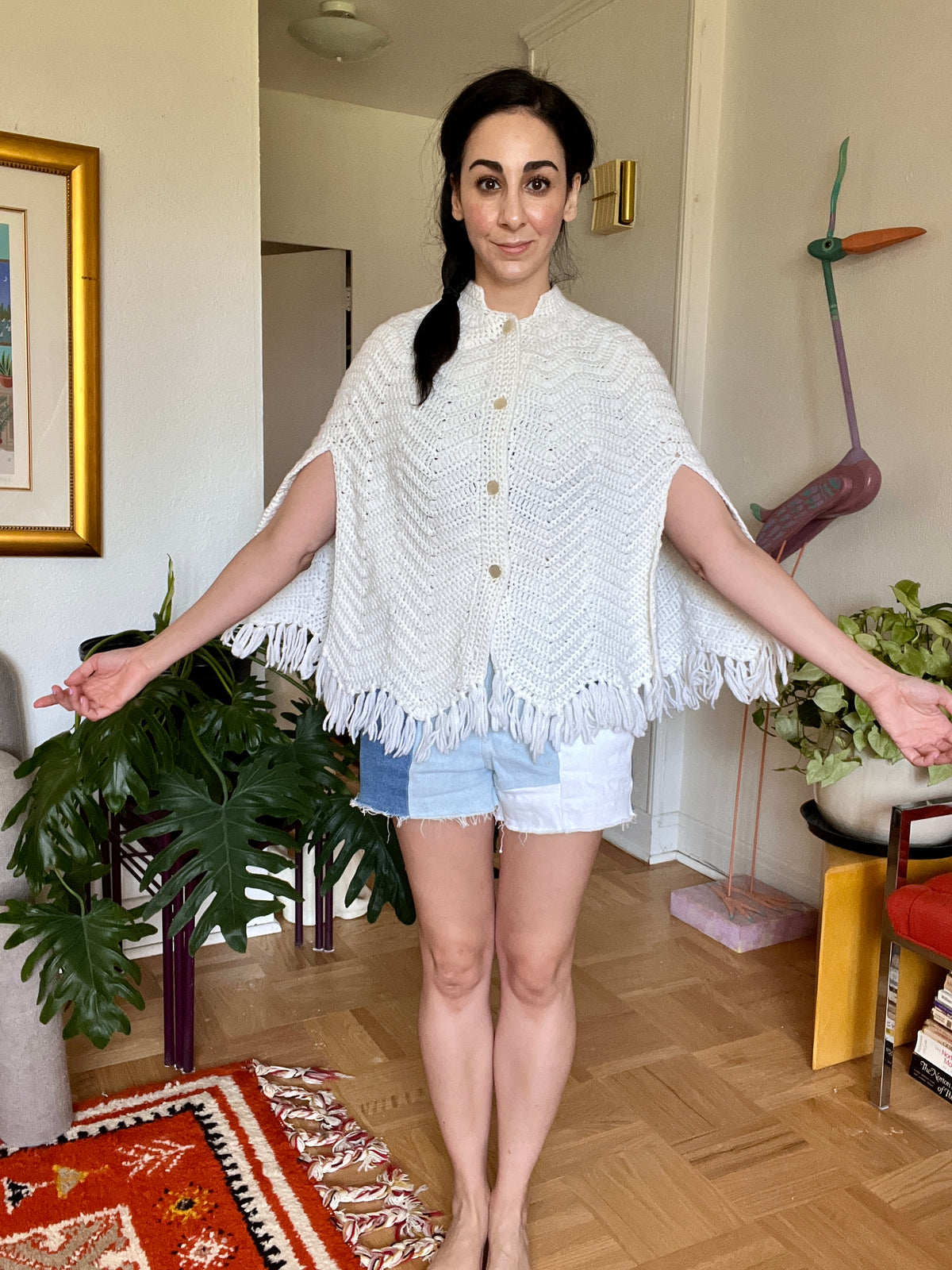Vintage Woven Cape - Cropped Chevron