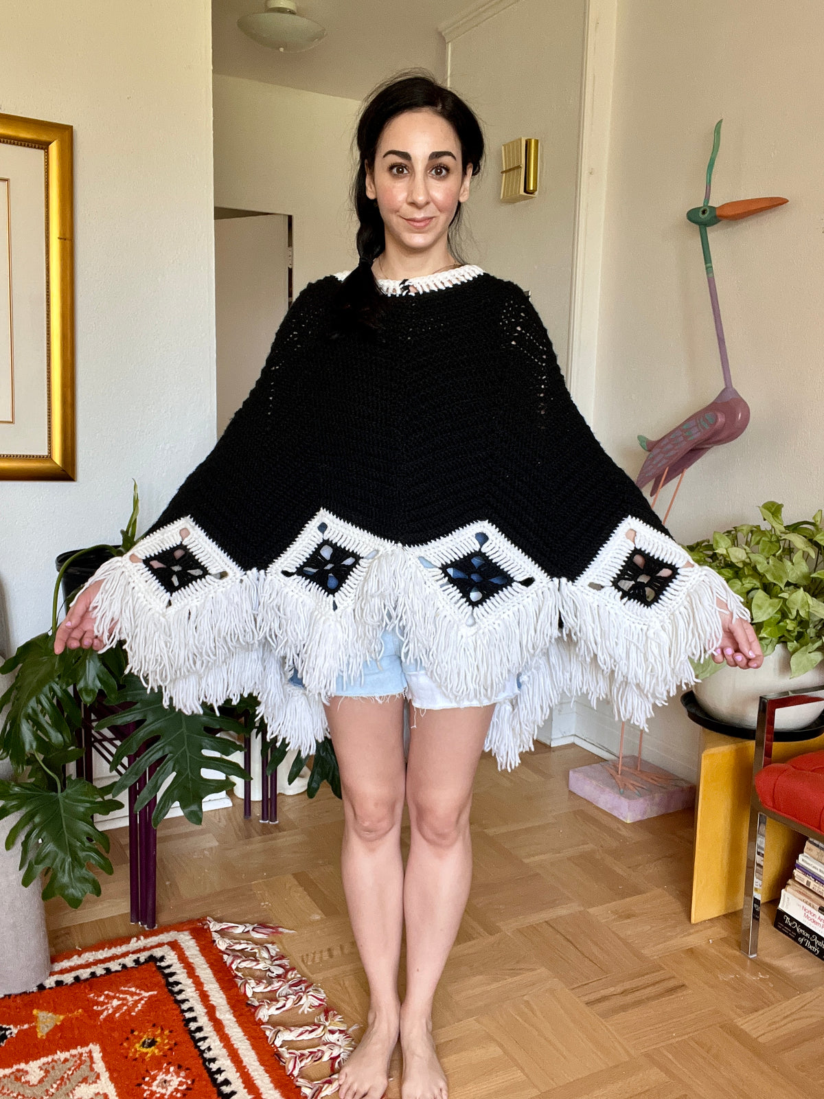 Vintage Hand-Knit Poncho