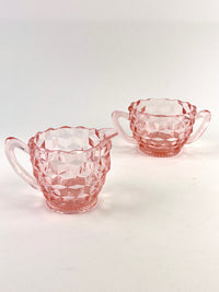 Vintage Pink Glass Cream & Sugar Set