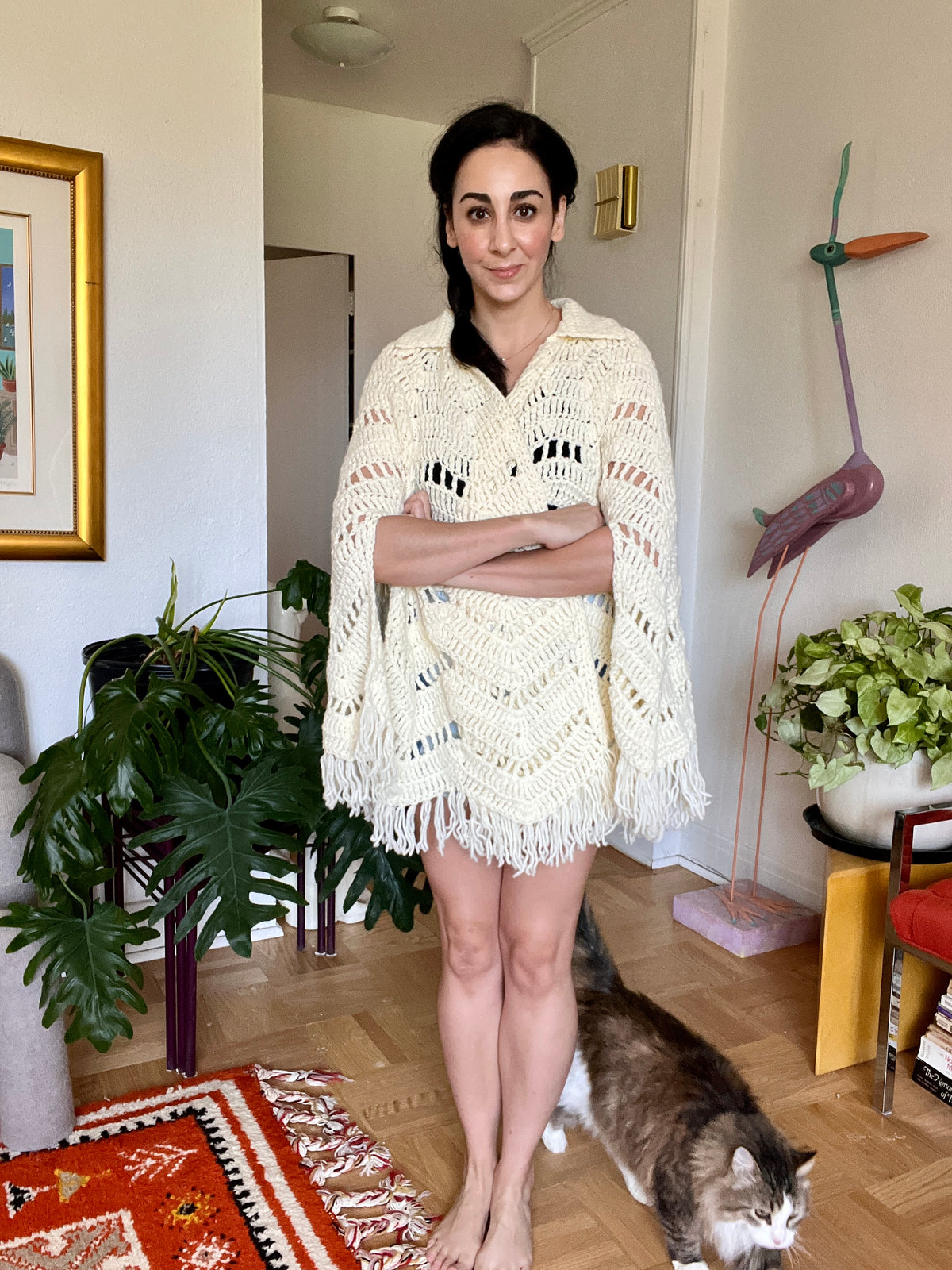 Vintage Woven Cape - Open Chevron