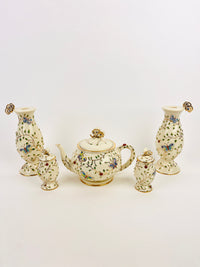 Vintage Lenox Teapot, Candle Holder, Salt & Pepper Set
