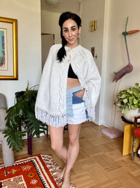 Vintage Hand-Knit White Cape