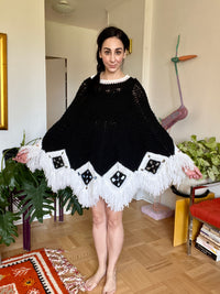 Vintage Hand-Knit Poncho
