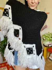 Vintage Hand-Knit Poncho
