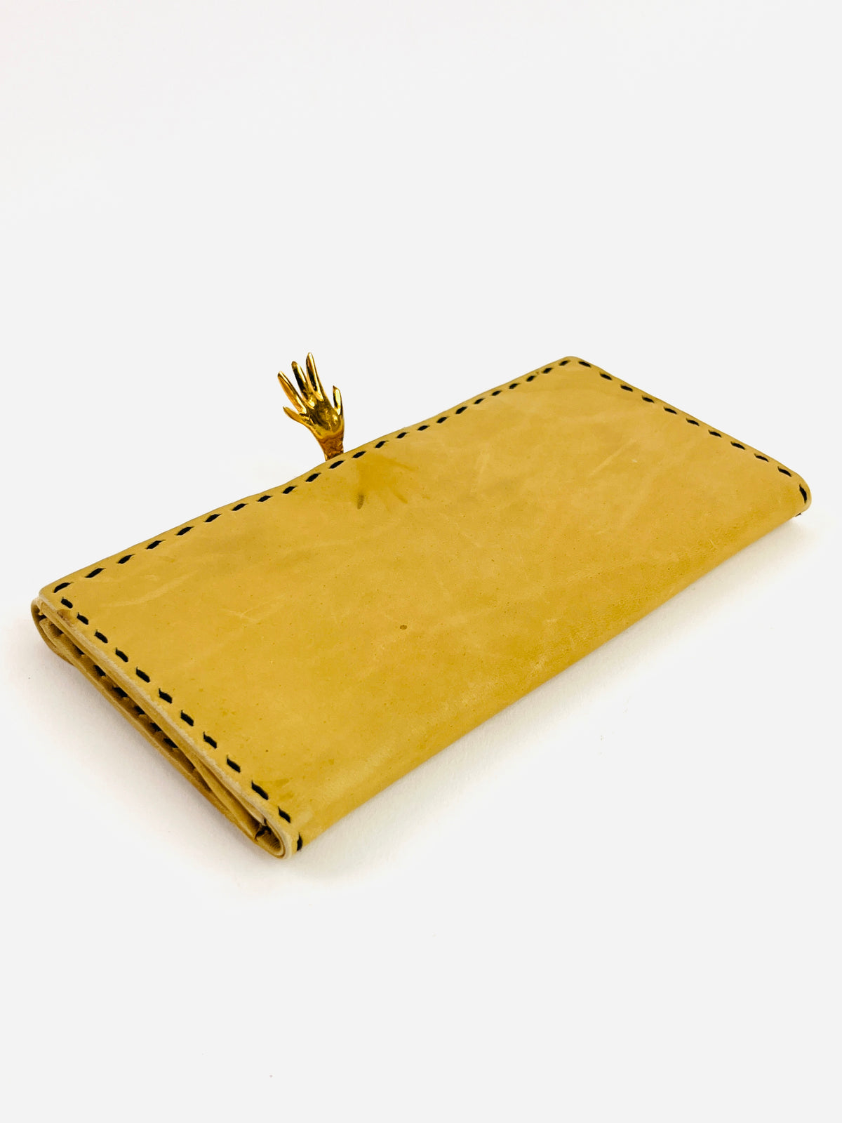 Vintage Leather Wallet with Hand Clasp