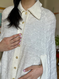 Vintage Knit White Cape - Bow Pattern