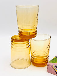 Vintage Amber Glasses - 6pc