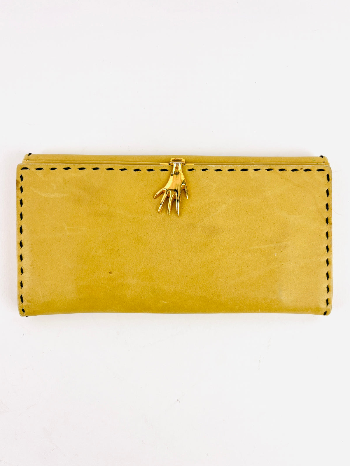Vintage Leather Wallet with Hand Clasp