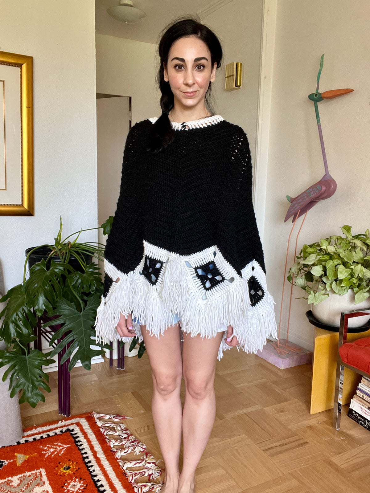 Vintage Hand-Knit Poncho