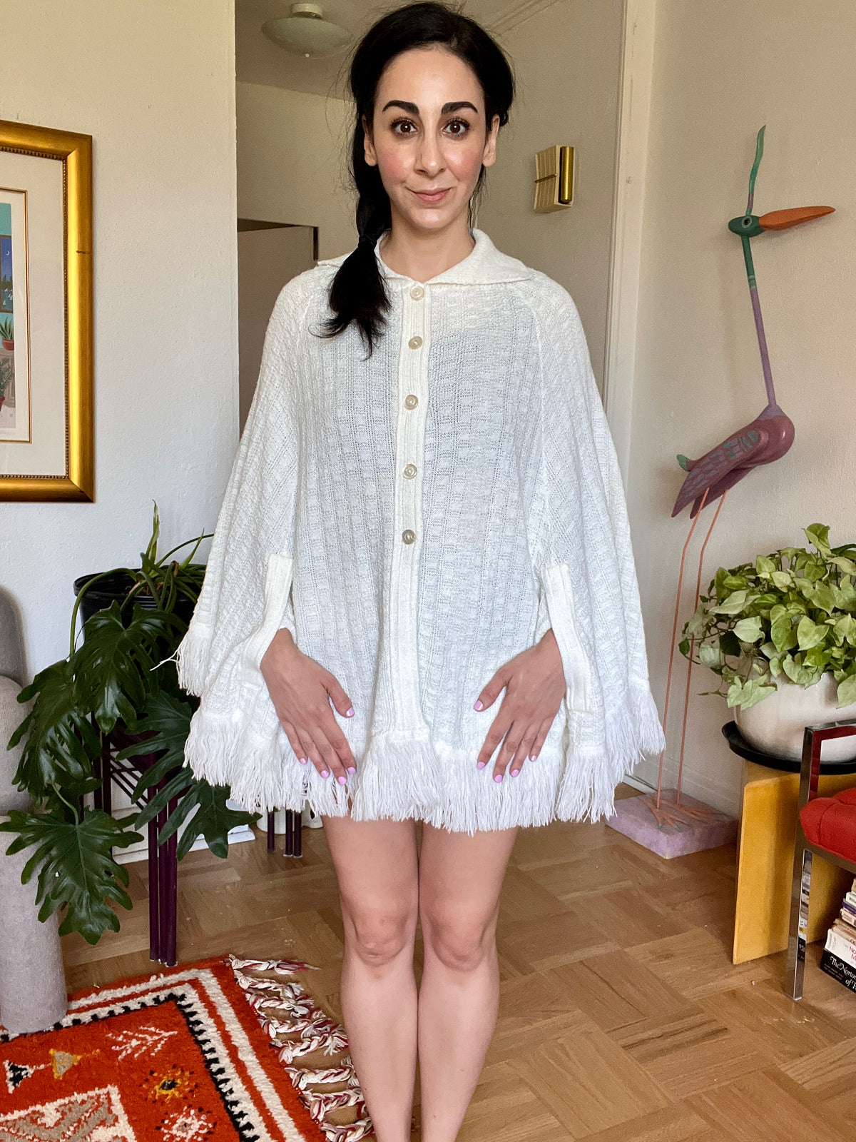 Vintage Woven White Cape