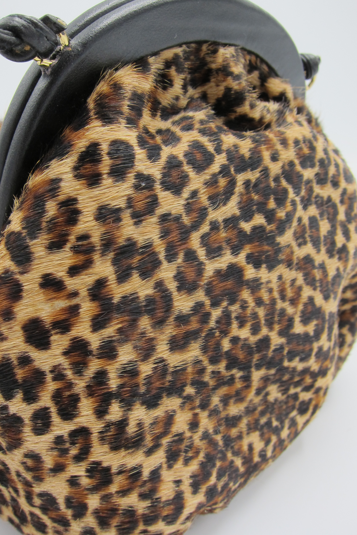 vintage leopard print calf hair cross-body bag