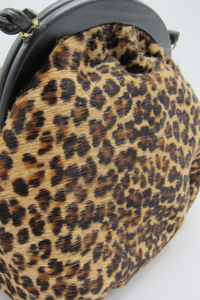vintage leopard print calf hair cross-body bag