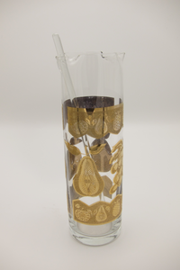 culver 22k gold fruit bar set in caddy, vintage hollywood regency