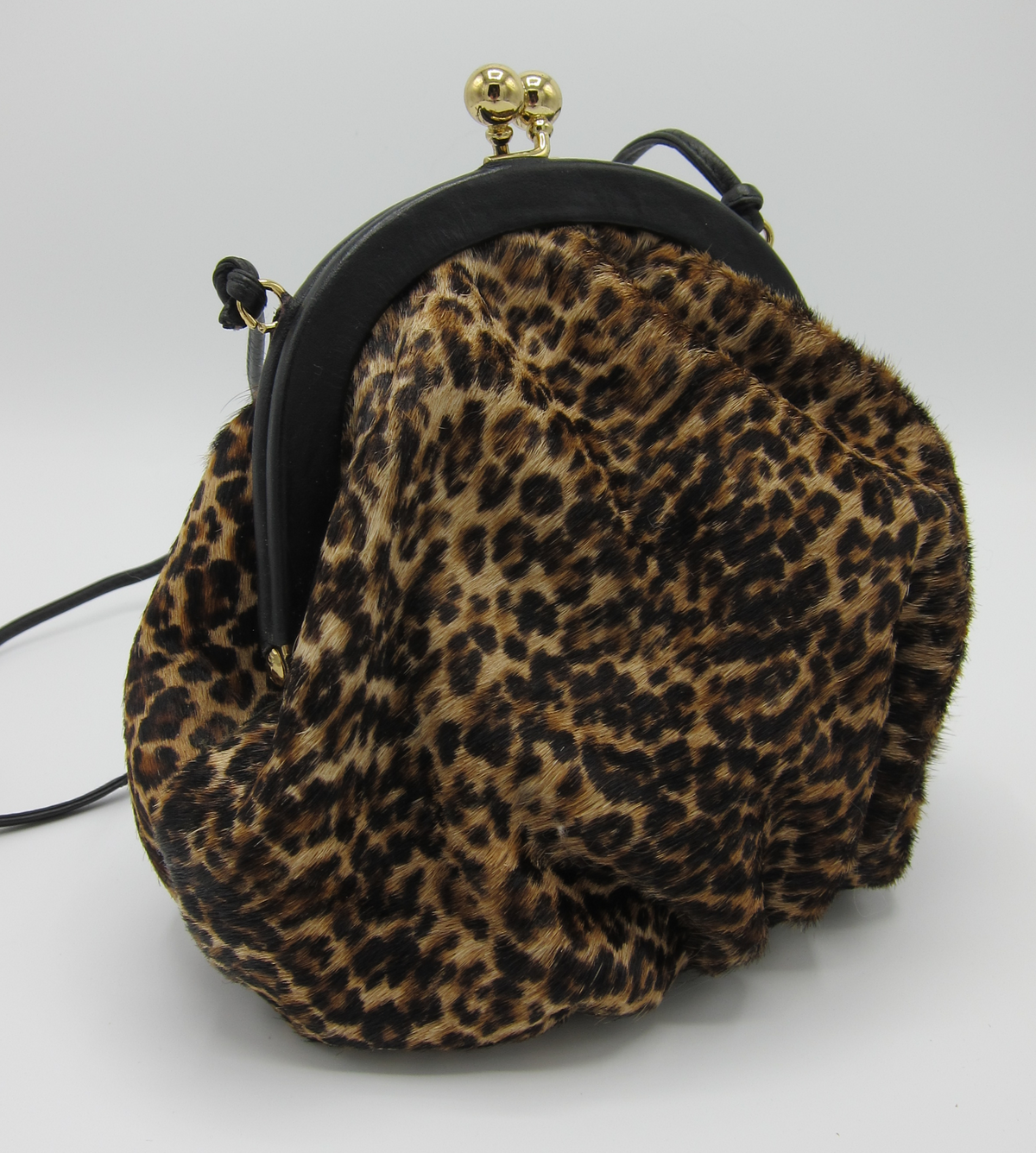 vintage leopard print calf hair cross-body bag