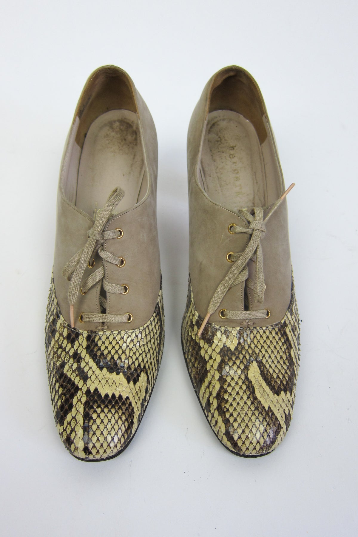 Vintage 1960s Snakeskin & Suede Pumps by Herbert Levine
