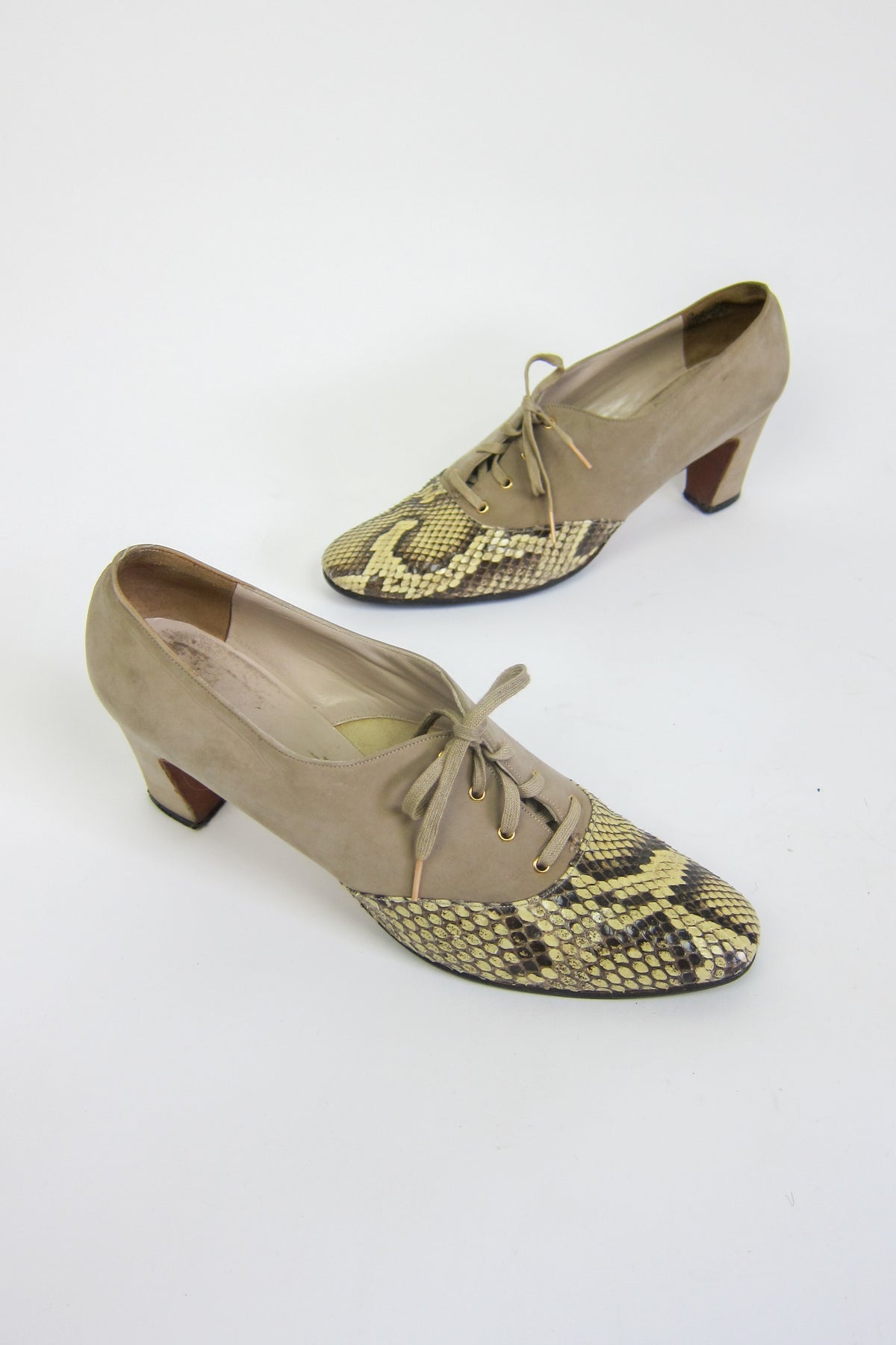 Vintage 1960s Snakeskin & Suede Pumps by Herbert Levine