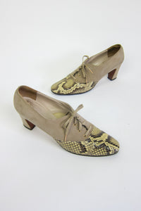 Vintage 1960s Snakeskin & Suede Pumps by Herbert Levine