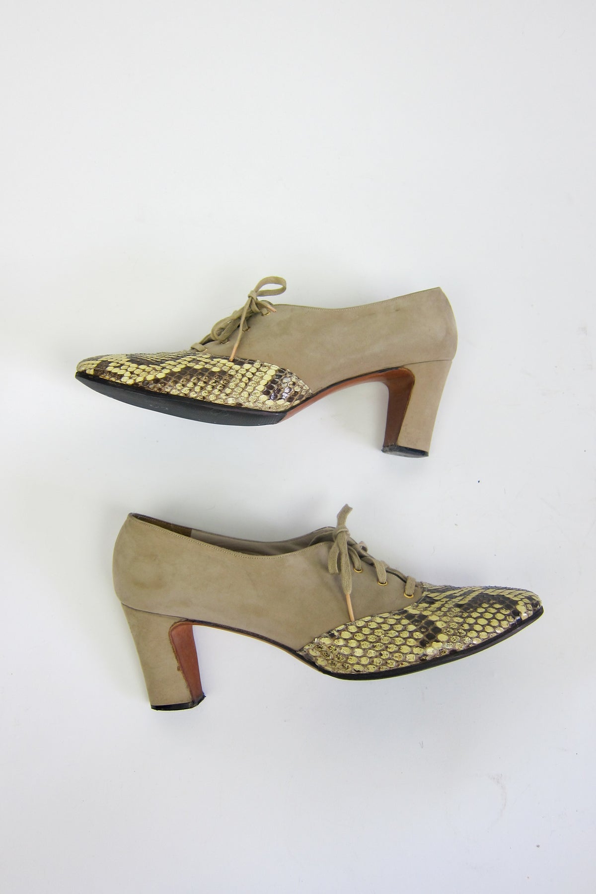 Vintage 1960s Snakeskin & Suede Pumps by Herbert Levine