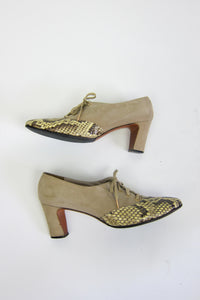Vintage 1960s Snakeskin & Suede Pumps by Herbert Levine
