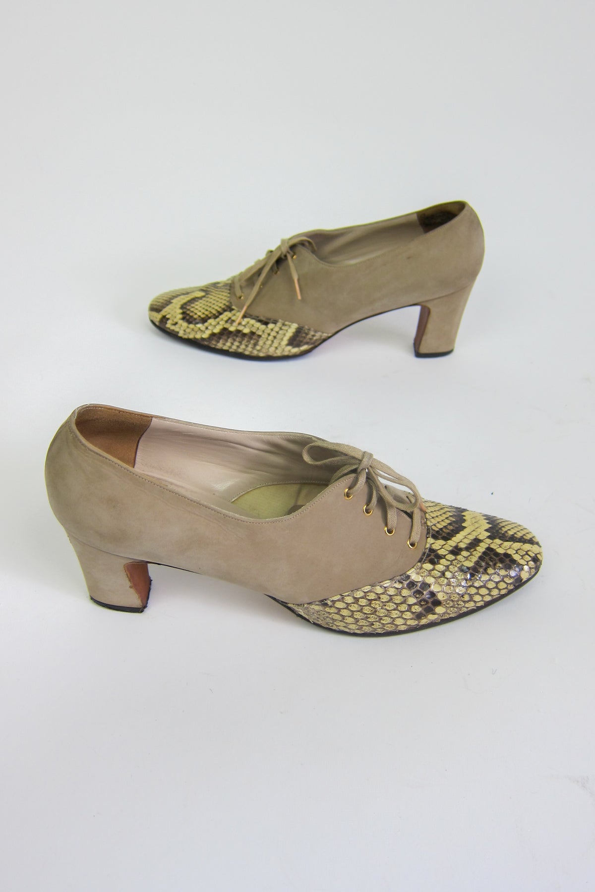 Vintage 1960s Snakeskin & Suede Pumps by Herbert Levine