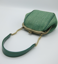 Vintage Green Woven Raffia Purse