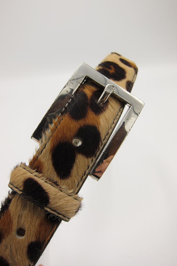 vintage calf hair animal print belt