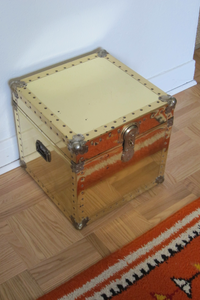 Vintage Brass Clad Cube Trunk