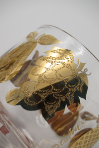 culver 22k gold fruit bar set in caddy, vintage hollywood regency