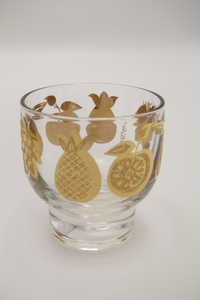 culver 22k gold fruit bar set in caddy, vintage hollywood regency