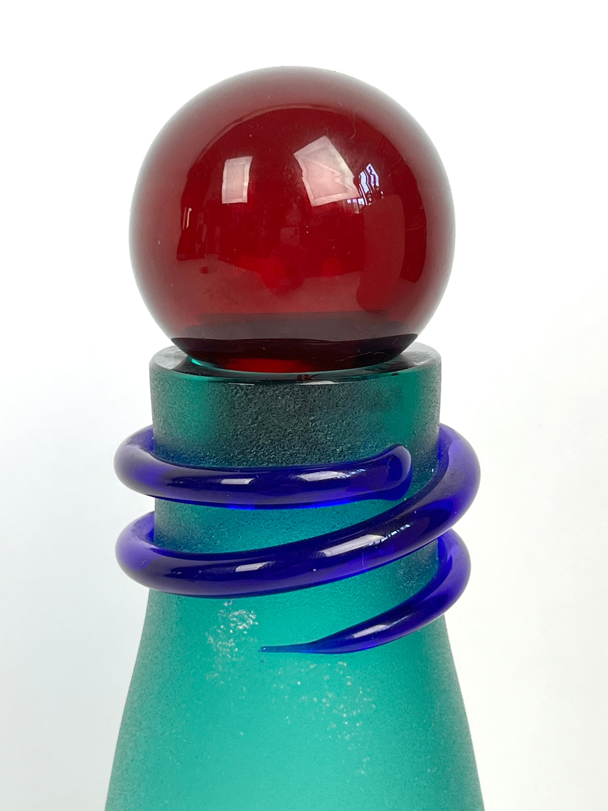 Vintage Signed Alfredo Barbini Murano Scavo Glass Decanter / Bottle - Italy