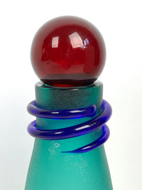 Vintage Signed Alfredo Barbini Murano Scavo Glass Decanter / Bottle - Italy