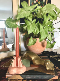 Blush Pink 80s Deco Ceramic Candle Holder