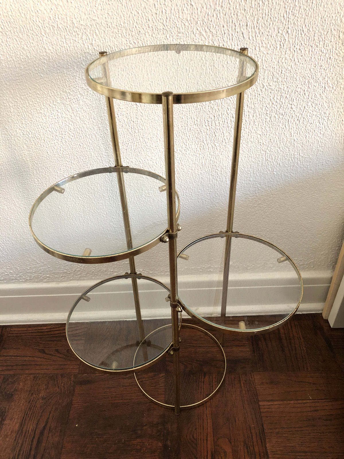 Vintage 1960s Brass and Glass Plant Stand