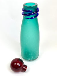 Vintage Signed Alfredo Barbini Murano Scavo Glass Decanter / Bottle - Italy