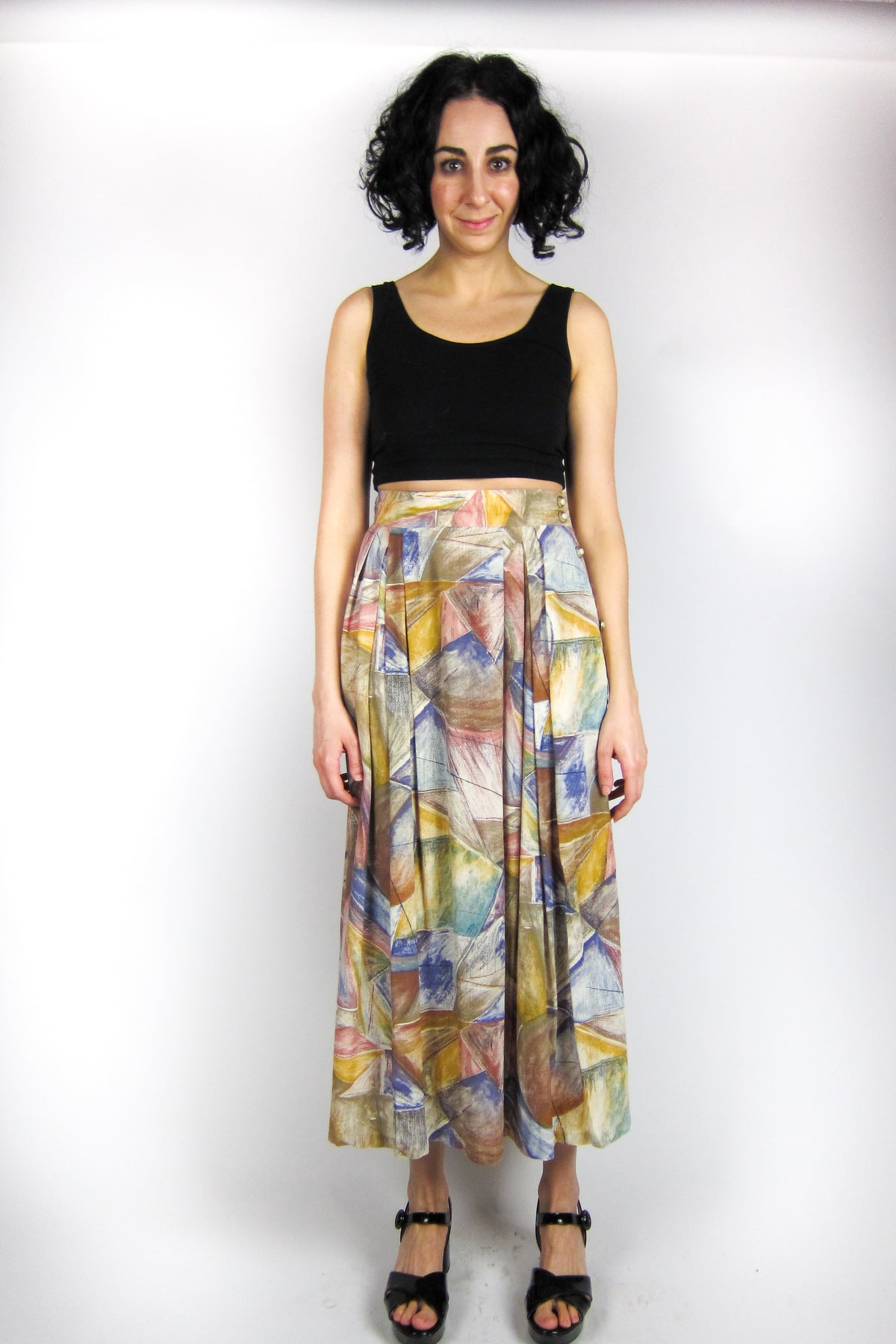 Vintage Graphic Print Skirt