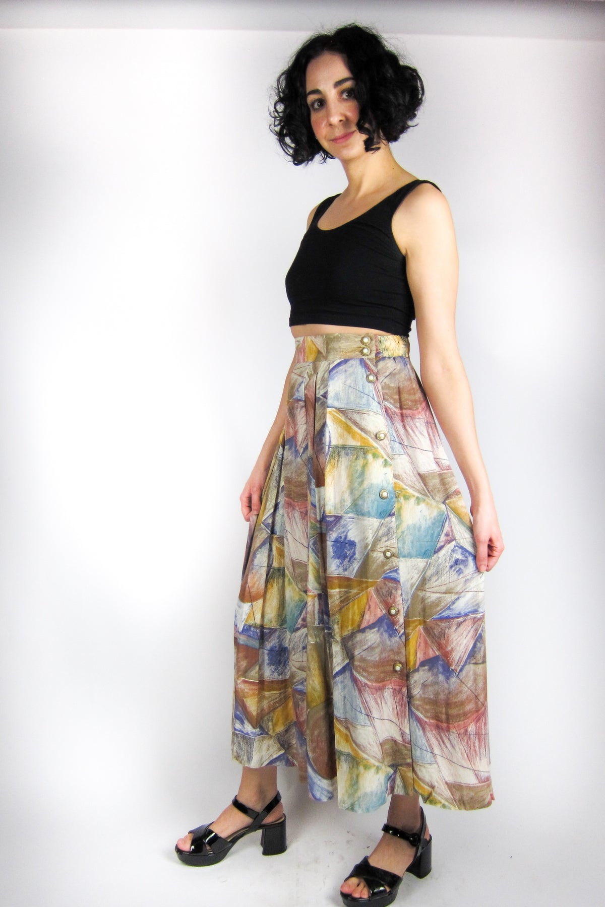 Vintage Graphic Print Skirt
