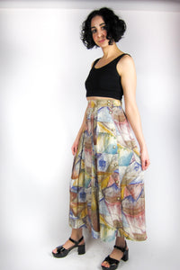 Vintage Graphic Print Skirt