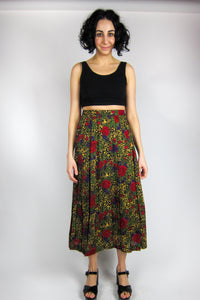 Vintage Rose and Violet Pleated Skirt