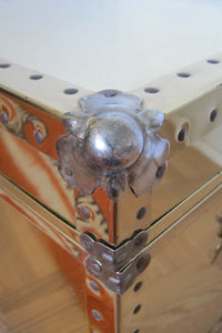 Vintage Brass Clad Cube Trunk