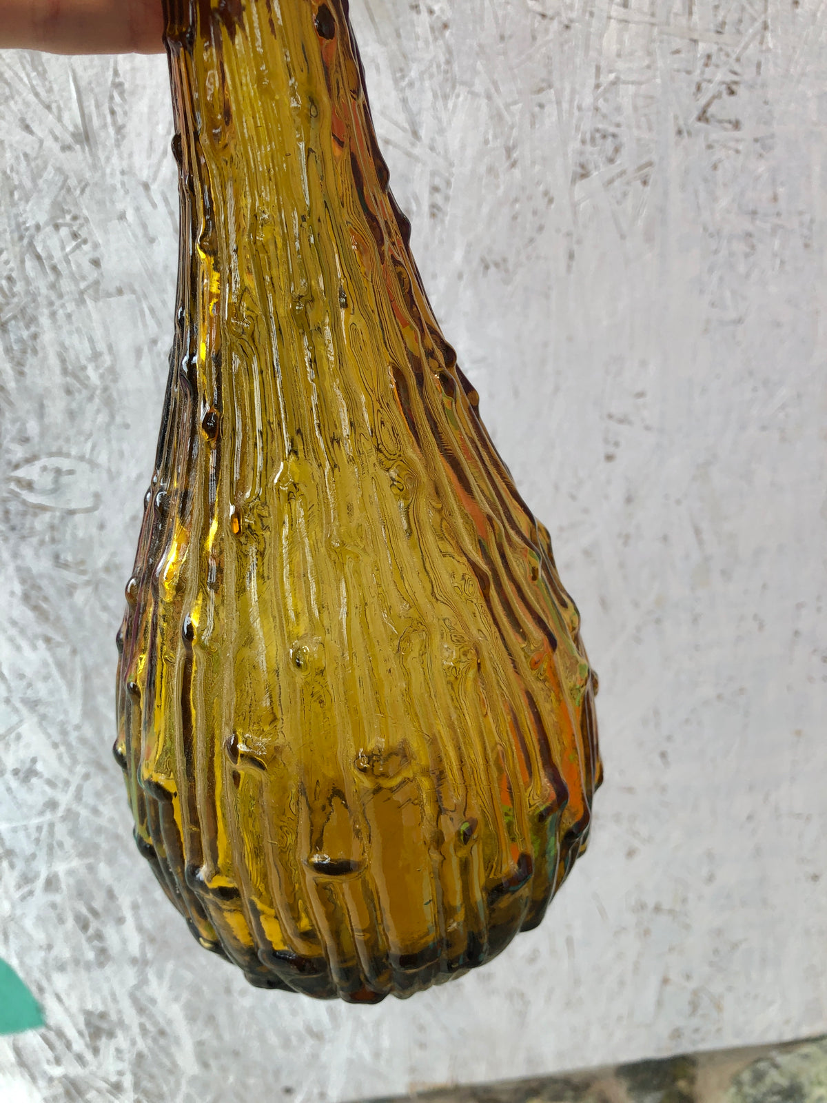 Mid-Century Amber Glass Decanter detail