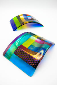 Postmodern Fused Glass Candle Holders